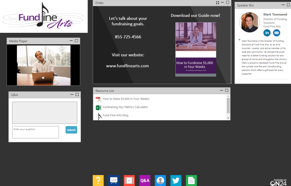 Fund Fine Arts webinar screen shot